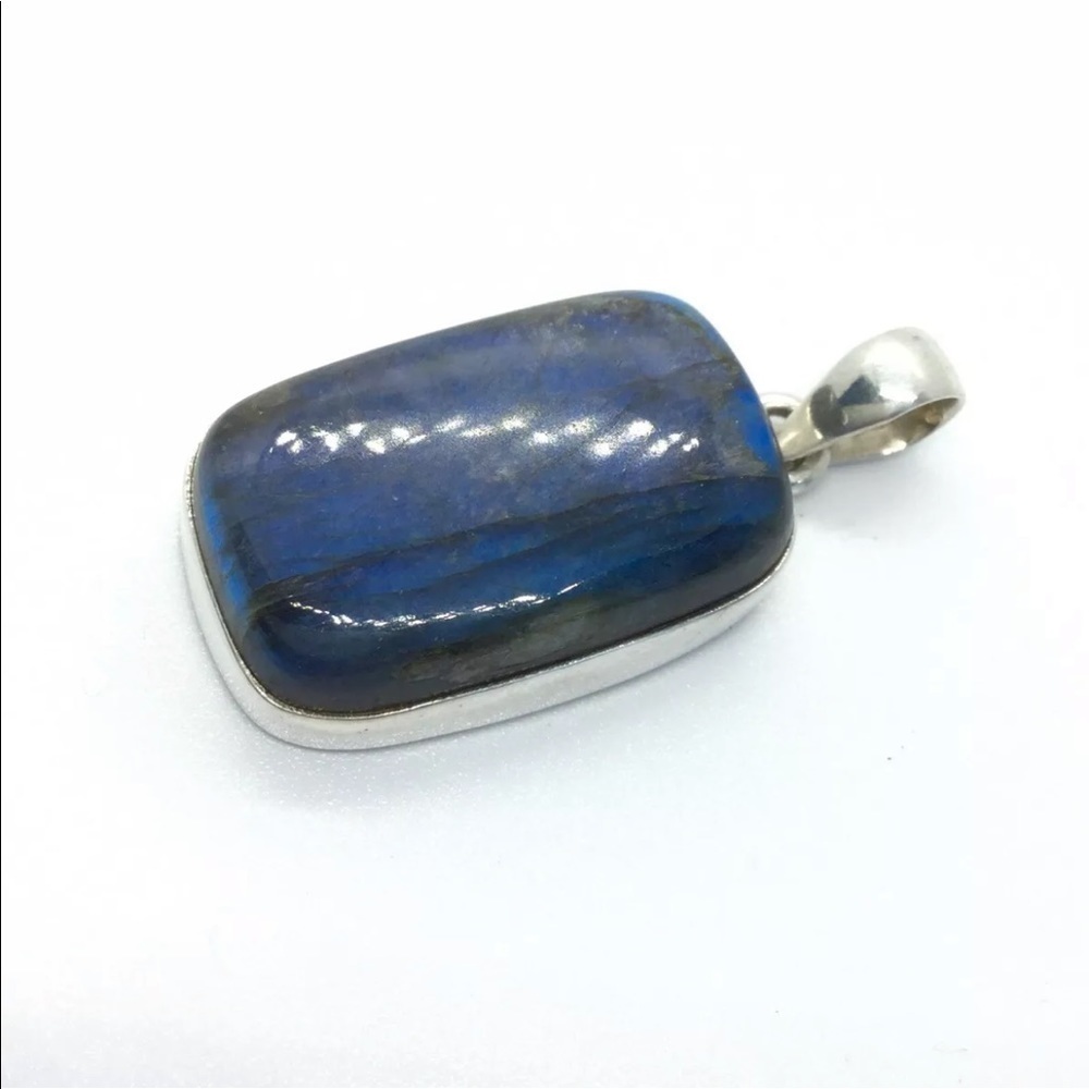 Natural Glowing Rectangular Labradorite Sterling … - image 2